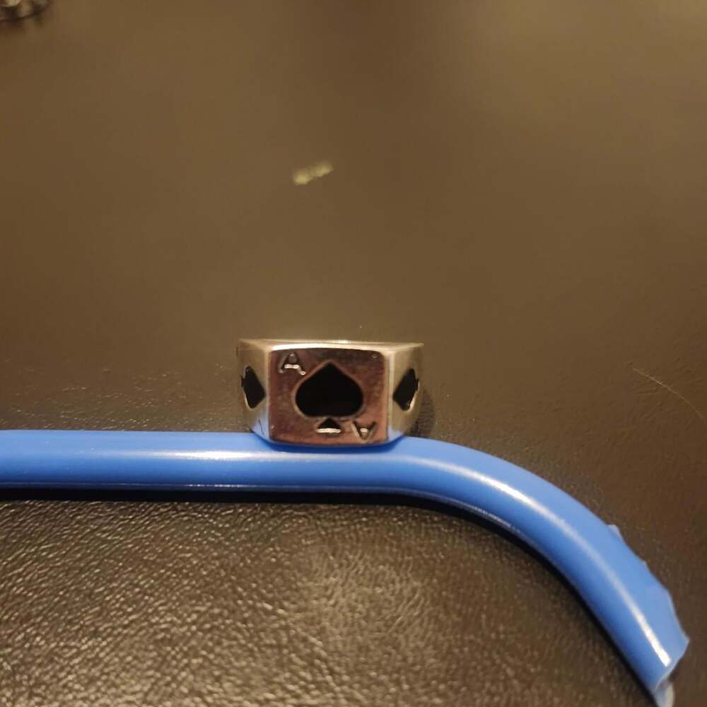 Silver Ring With Black Spade D 692